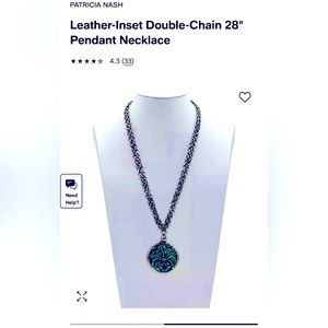 PATRICIA NASH Leather-Inset Double-Chain 28" Pendant Necklace